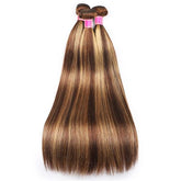 Highlight Color Straight Hair 3 Bundles with 4x4 Lace Closure - MeetuHair